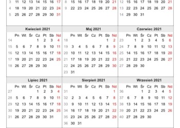 Kalendarz 2021 rok do druku (z tygodniami)