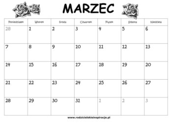 Kalendarz marzec 2021 do druku