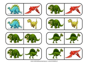 DOMINO DINOZAURY DO DRUKU