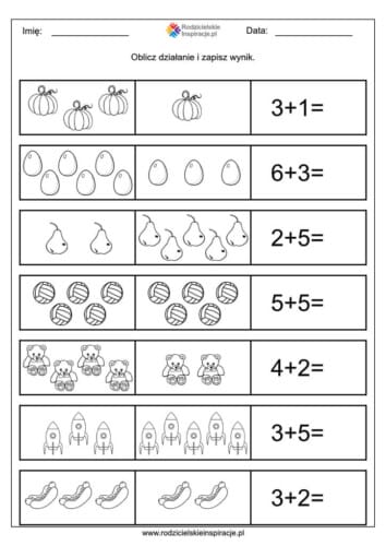 dodawanie do 10 karty pracy