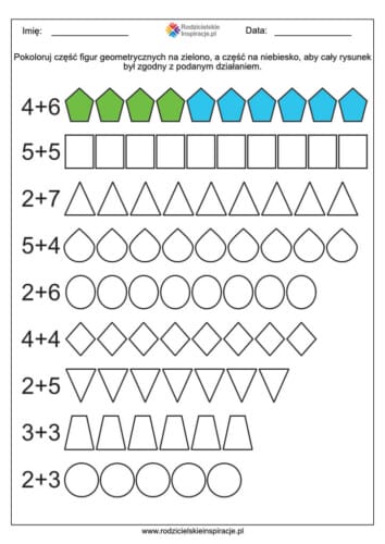 dodawanie do 10 przedszkole