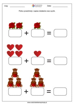 dodawanie do 10 walentynki