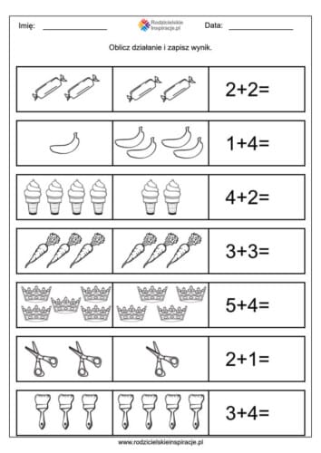 dodawanie do 10 zadania matematyczne