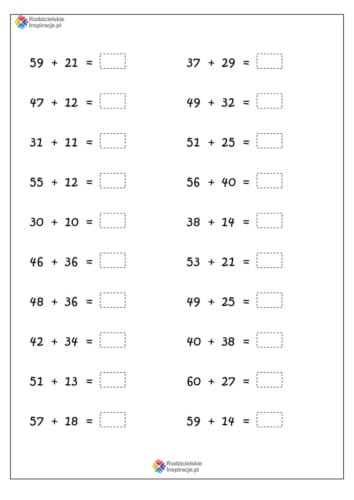 dodawanie do 100 cwiczenia
