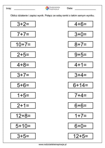 dodawanie do 20 karty pracy 2