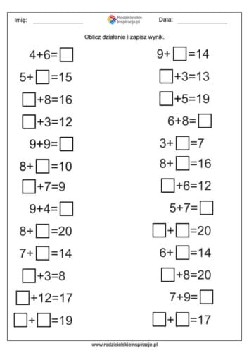 dodawanie do 20 karty pracy 4