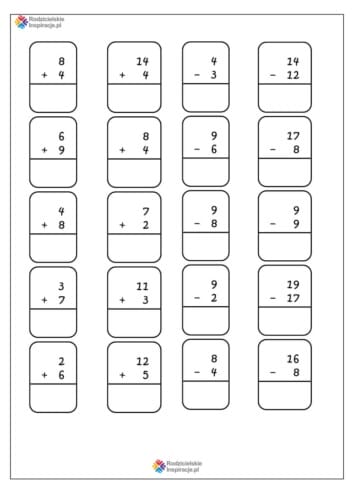 dodawanie i odejmowanie do 20 karty pracy 11