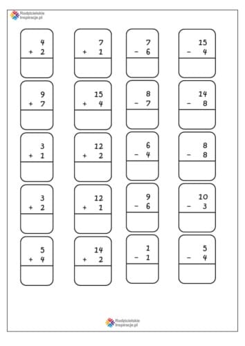 dodawanie i odejmowanie w zakresie do 20