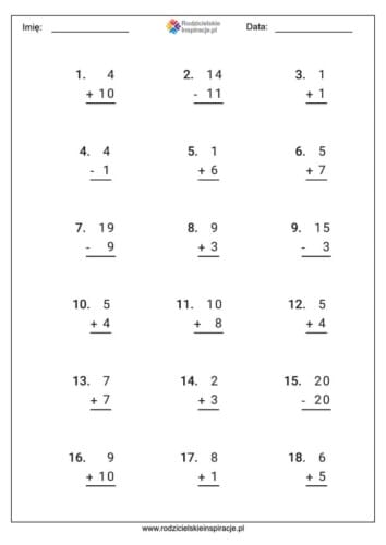 dodawanie i odejmowanie zadania