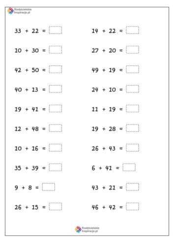 dodawanie w zakresie 100