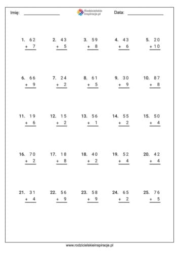 dodawanie w zakresie do 20