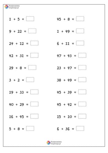 dodawanie zakres 100