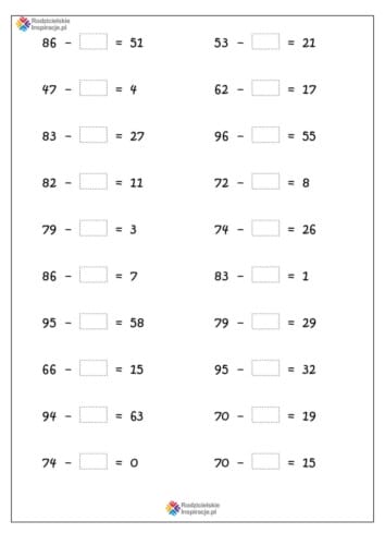 odejmowanie 100