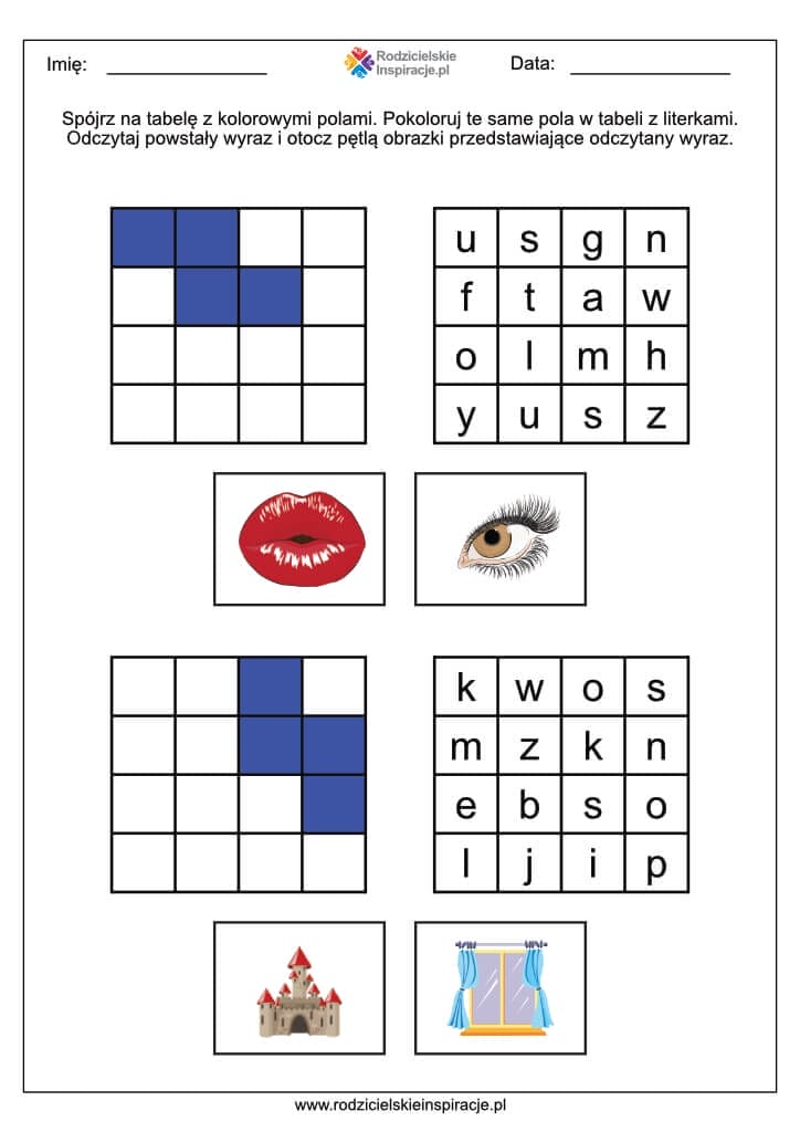 literkowe zakreslanki karta pracy 6