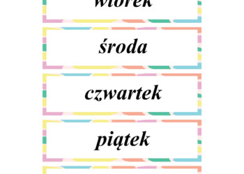 Dni tygodnia do druku dla dzieci za darmo