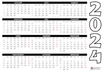 kalendarz 2024 do wydruku