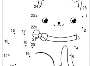 Połącz Kropki dla dzieci. Kotek