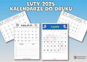 Luty 2025 kalendarz do druku