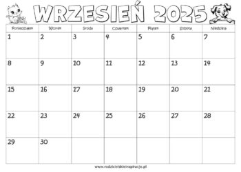 Kalendarz Wrzesień 2025 do druku (PDF)