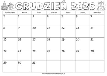 Kalendarz grudzień 2025 do druku