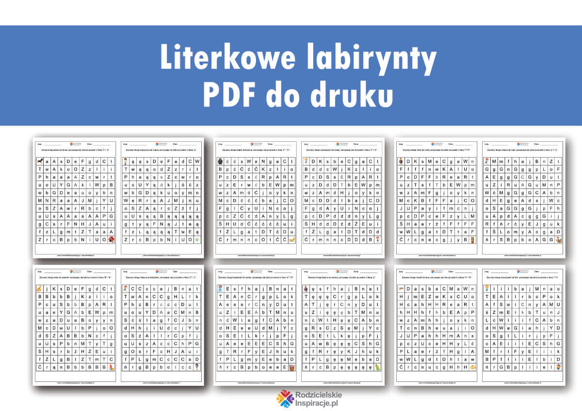 Literkowy labirynt dla dzieci do wydrukowania