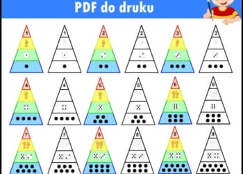 Nauka cyfr do druku - Układanka z piramidami